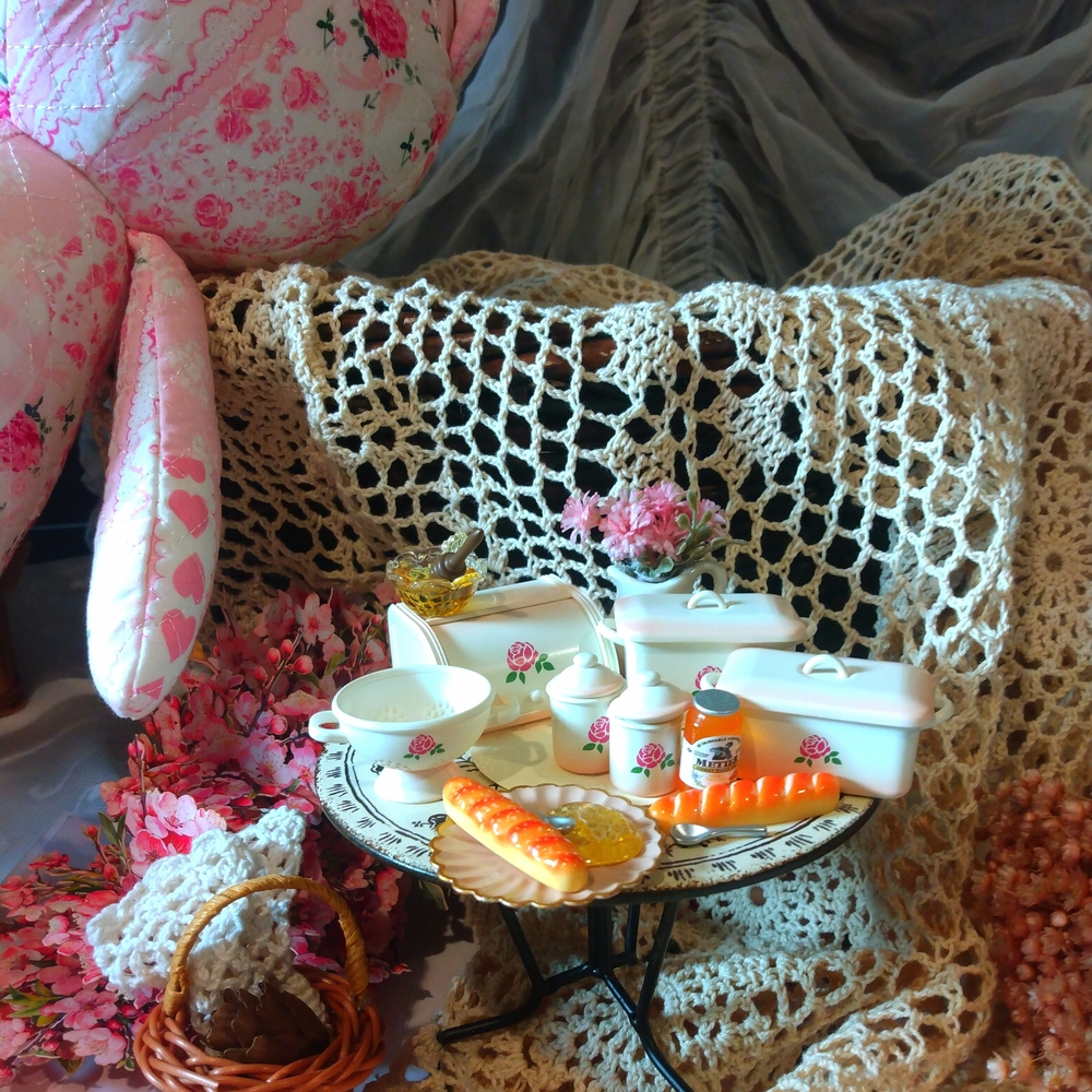 Floral Ceramic Tea Set with Pink Accents